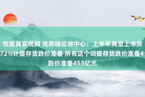 性爱真实视频 克而瑞征询中心：上半年典型上市房企中有72%计提存货跌价准备 所有这个词提存货跌价准备453亿元