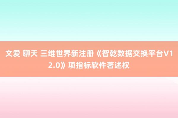 文爱 聊天 三维世界新注册《智乾数据交换平台V12.0》项指标软件著述权