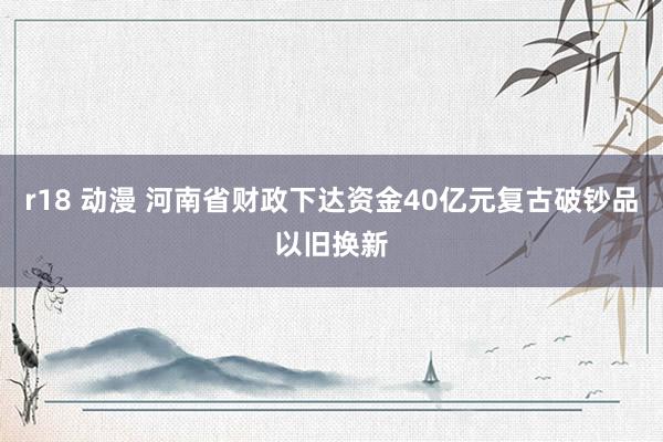 r18 动漫 河南省财政下达资金40亿元复古破钞品以旧换新