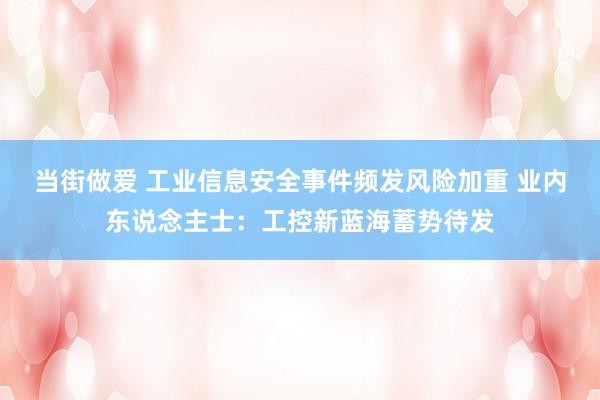 当街做爱 工业信息安全事件频发风险加重 业内东说念主士：工控新蓝海蓄势待发