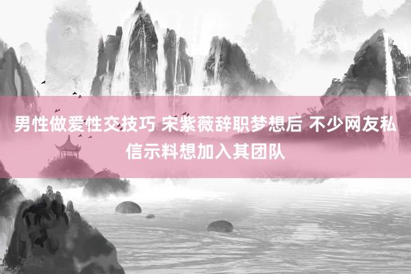 男性做爱性交技巧 宋紫薇辞职梦想后 不少网友私信示料想加入其团队