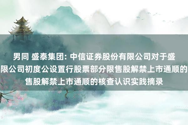 男同 盛泰集团: 中信证券股份有限公司对于盛泰智造集团股份有限公司初度公设置行股票部分限售股解禁上市通顺的核查认识实践摘录