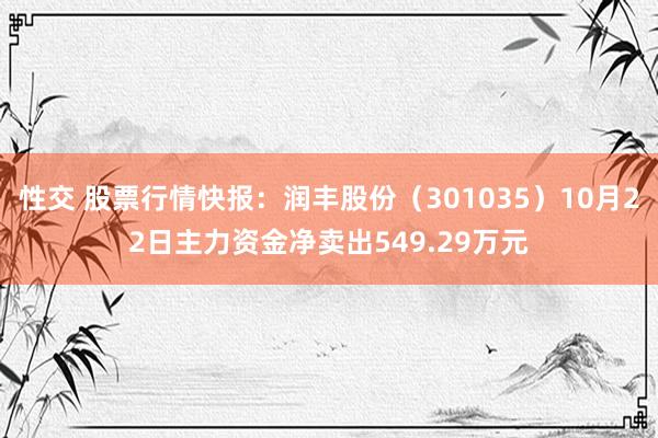 性交 股票行情快报：润丰股份（301035）10月22日主力资金净卖出549.29万元