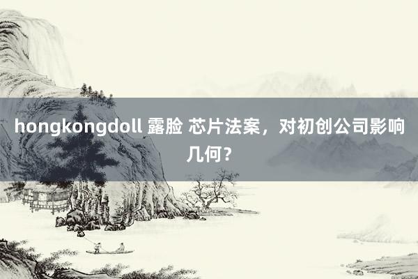 hongkongdoll 露脸 芯片法案，对初创公司影响几何？