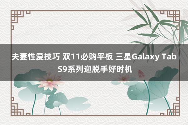 夫妻性爱技巧 双11必购平板 三星Galaxy Tab S9系列迎脱手好时机