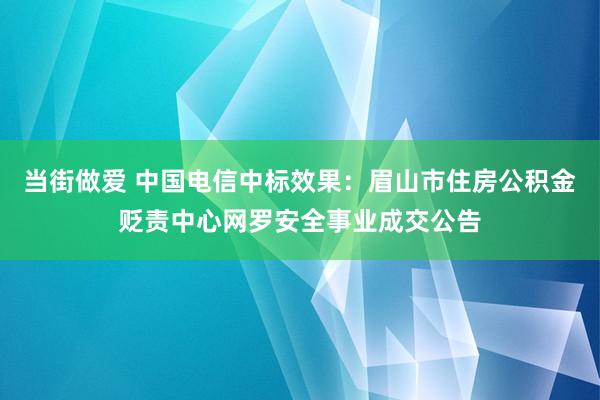 当街做爱 中国电信中标效果：眉山市住房公积金贬责中心网罗安全事业成交公告