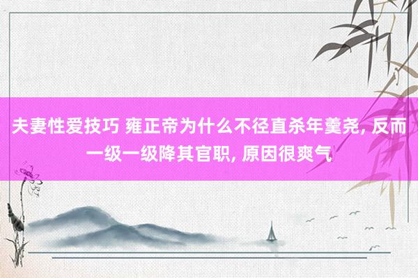 夫妻性爱技巧 雍正帝为什么不径直杀年羹尧， 反而一级一级降其官职， 原因很爽气