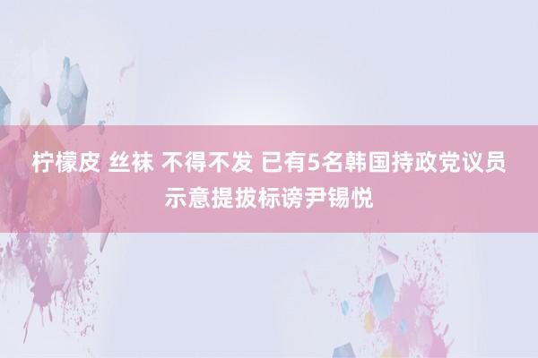 柠檬皮 丝袜 不得不发 已有5名韩国持政党议员示意提拔标谤尹锡悦