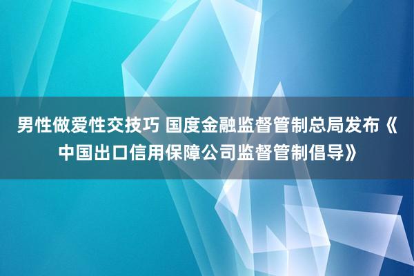 男性做爱性交技巧 国度金融监督管制总局发布《中国出口信用保障公司监督管制倡导》