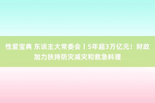 性爱宝典 东谈主大常委会丨5年超3万亿元！财政加力扶持防灾减灾和救急料理