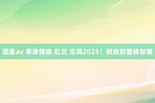 國產av 果凍傳媒 肛交 定调2025！财政部重磅部署