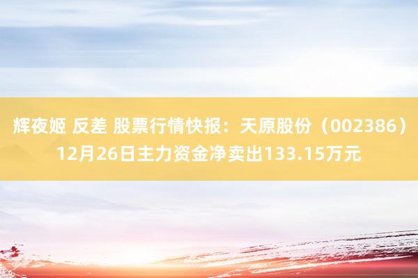 辉夜姬 反差 股票行情快报：天原股份（002386）12月26日主力资金净卖出133.15万元