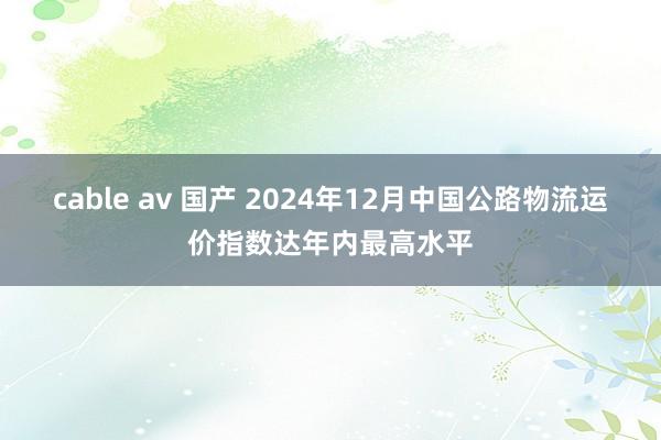 cable av 国产 2024年12月中国公路物流运价指数达年内最高水平