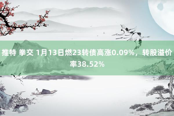 推特 拳交 1月13日燃23转债高涨0.09%，转股溢价率38.52%