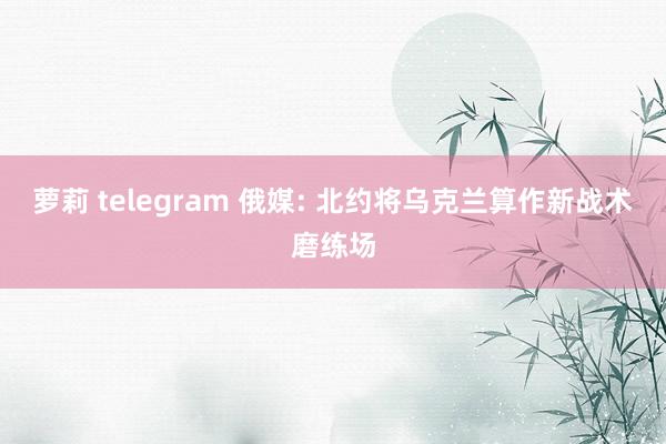 萝莉 telegram 俄媒: 北约将乌克兰算作新战术磨练场