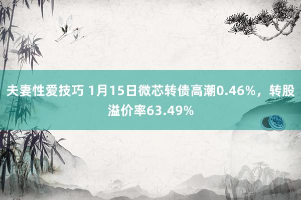 夫妻性爱技巧 1月15日微芯转债高潮0.46%，转股溢价率63.49%