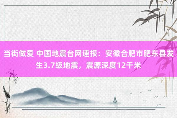 当街做爱 中国地震台网速报：安徽合肥市肥东县发生3.7级地震，震源深度12千米